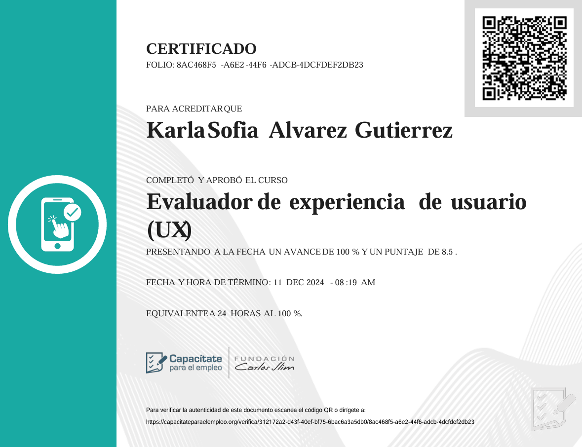 Certificado de Evaluador UX